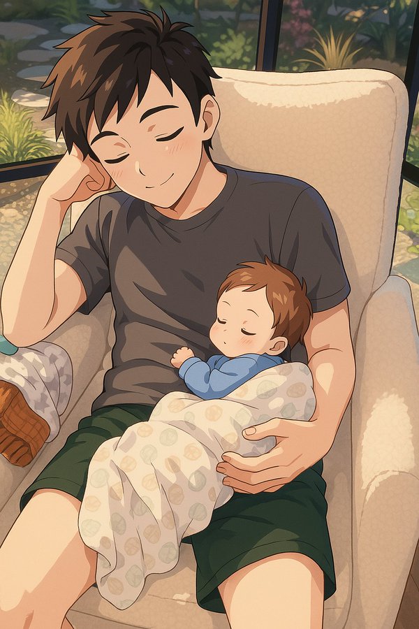 Sam Altman Ghibli-style image with son